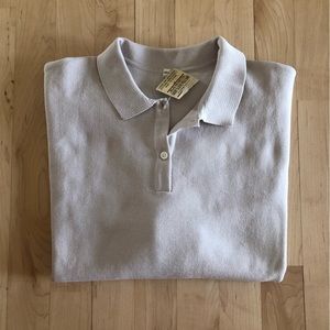 MUJI Milan knit rib short sleeve polo tshirt | tan cream color NWT